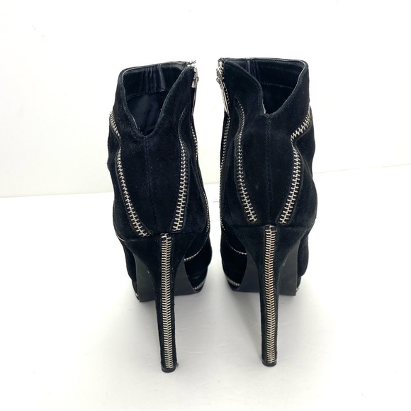 COLIN Stuart Zipper Suede Platform High Heel Boots In Black - Picture 8 of 9
